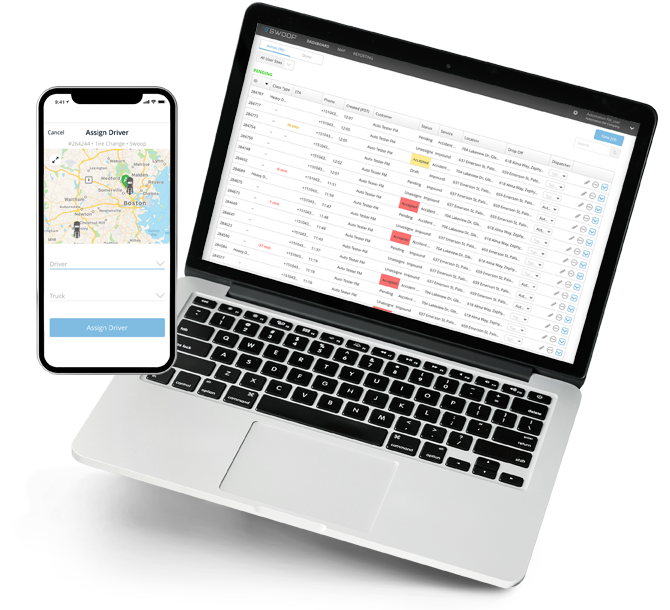 Swoop Dispatch Management Accept Dashboard & Assign Driver by Agero