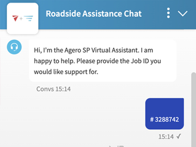 Agero Roadside Assistance Chat UI