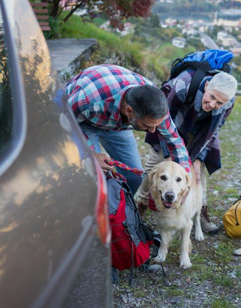 Agero Couple with dog on a hiking trip